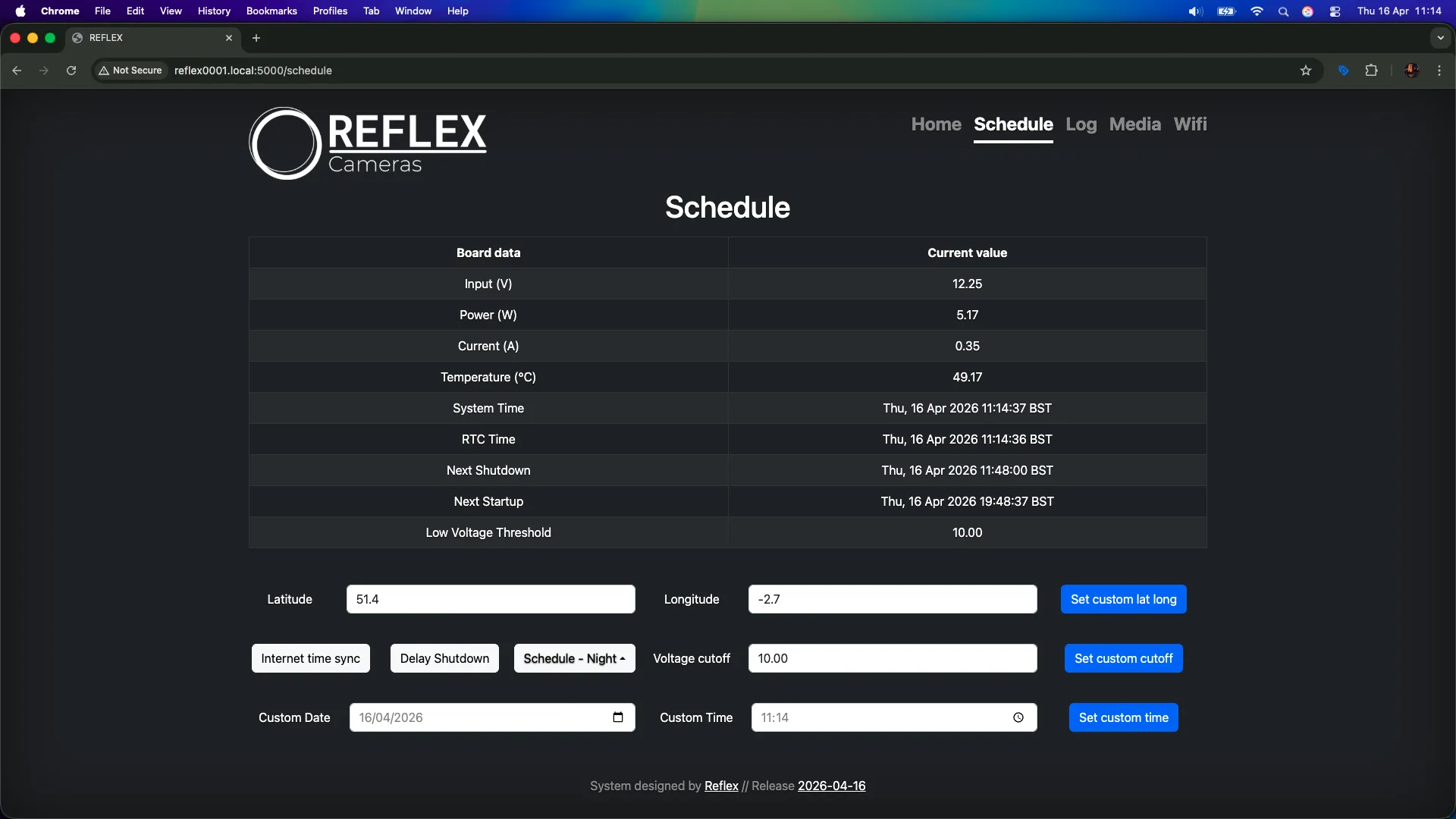 Schedule Page