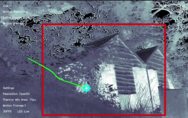 Reflex thermal camera interface tracking an individual bat near a building