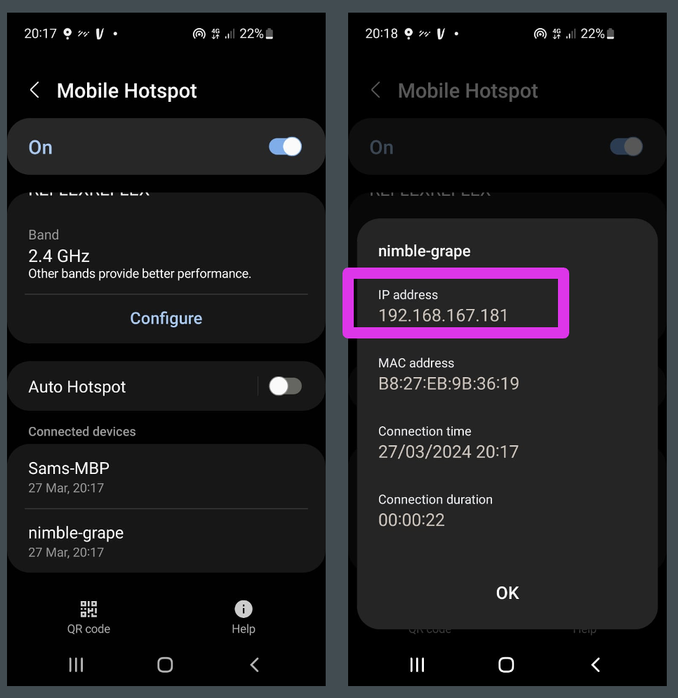 Android Hotspot Settings